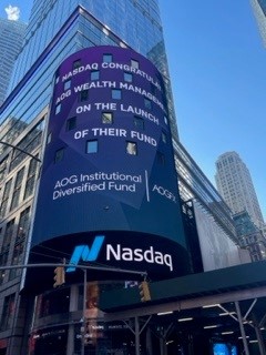 NASDAQ Building with AOG Logo Displayed